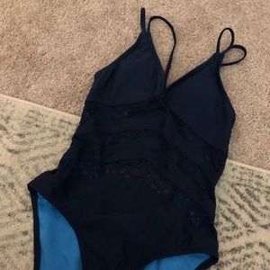 One piece navy blue swim suit